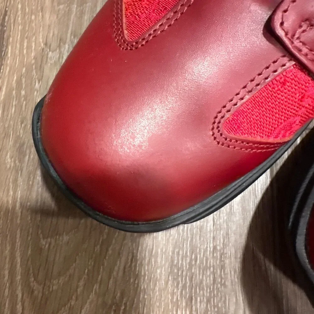 Vintage Gucci Red GG Monogram Canvas Velcro Strap Sneakers 9.5B 101 6129